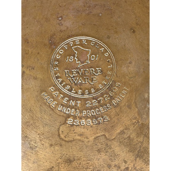 Vintage Large Revere Ware 12.5” Skillet Institutional /Patio Frying Pan Pre 1958 - Picture 10 of 16